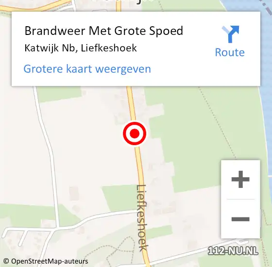 Locatie op kaart van de 112 melding: Brandweer Met Grote Spoed Naar Katwijk Nb, Liefkeshoek op 1 maart 2021 15:26