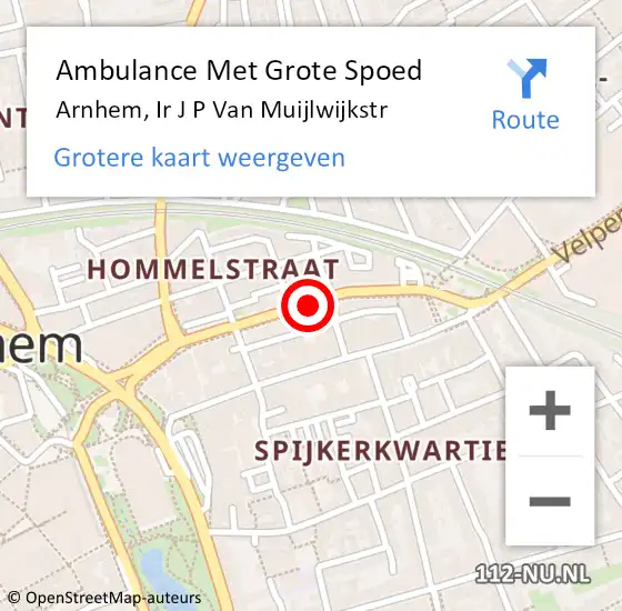 Locatie op kaart van de 112 melding: Ambulance Met Grote Spoed Naar Arnhem, Ir J P Van Muijlwijkstr op 1 maart 2021 16:49