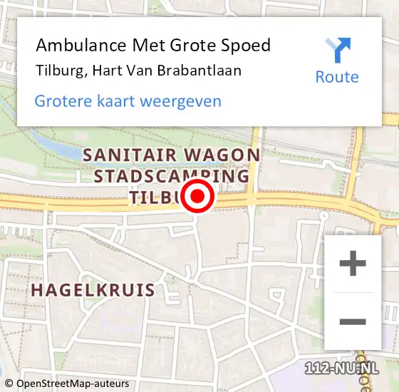 Locatie op kaart van de 112 melding: Ambulance Met Grote Spoed Naar Tilburg, Hart Van Brabantlaan op 1 maart 2021 17:33