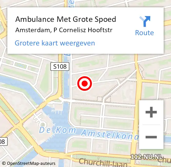 Locatie op kaart van de 112 melding: Ambulance Met Grote Spoed Naar Amsterdam, P Cornelisz Hooftstr op 1 maart 2021 22:38