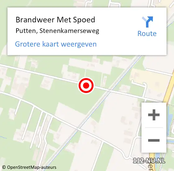 Locatie op kaart van de 112 melding: Brandweer Met Spoed Naar Putten, Stenenkamerseweg op 2 maart 2021 01:33