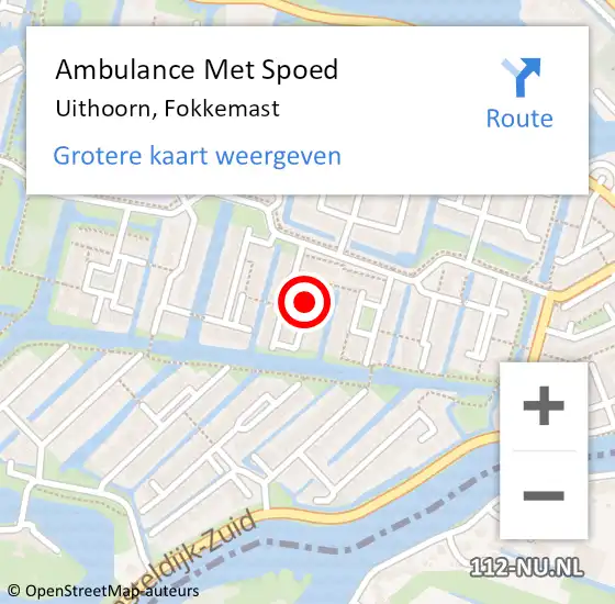Locatie op kaart van de 112 melding: Ambulance Met Spoed Naar Uithoorn, Fokkemast op 2 maart 2021 02:51