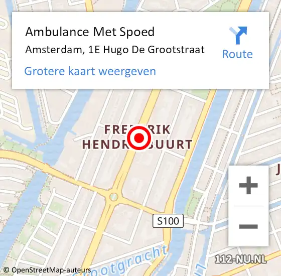 Locatie op kaart van de 112 melding: Ambulance Met Spoed Naar Amsterdam, 1e Hugo de Grootstraat op 3 maart 2021 07:35