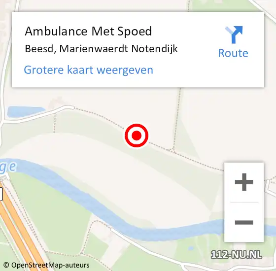 Locatie op kaart van de 112 melding: Ambulance Met Spoed Naar Beesd, Marienwaerdt Notendijk op 3 maart 2021 15:45