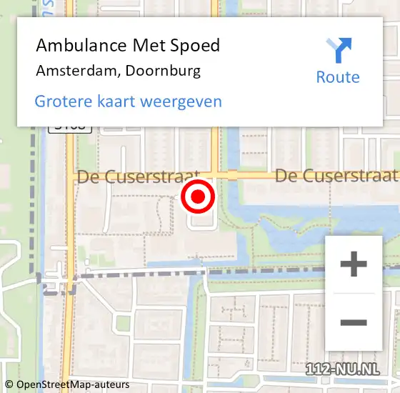 Locatie op kaart van de 112 melding: Ambulance Met Spoed Naar Amsterdam, Doornburg op 3 maart 2021 17:14
