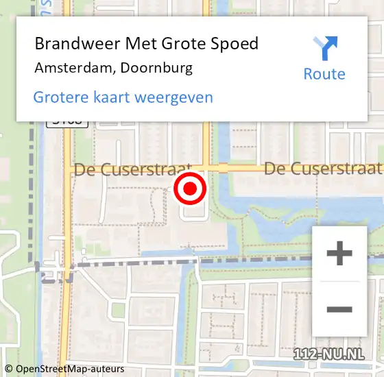 Locatie op kaart van de 112 melding: Brandweer Met Grote Spoed Naar Amsterdam, Doornburg op 3 maart 2021 17:17
