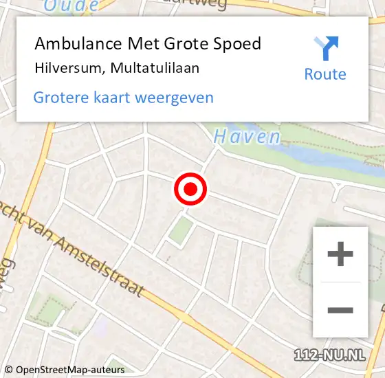 Locatie op kaart van de 112 melding: Ambulance Met Grote Spoed Naar Hilversum, Multatulilaan op 3 maart 2021 20:30