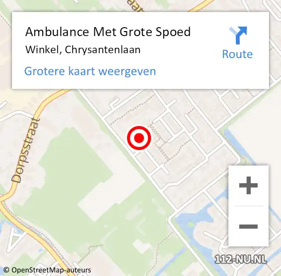 Locatie op kaart van de 112 melding: Ambulance Met Grote Spoed Naar Winkel, Chrysantenlaan op 3 juni 2014 18:48
