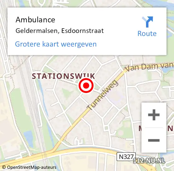 Locatie op kaart van de 112 melding: Ambulance Geldermalsen, Esdoornstraat op 4 maart 2021 11:05