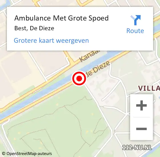 Locatie op kaart van de 112 melding: Ambulance Met Grote Spoed Naar Best, De Dieze op 4 maart 2021 13:20