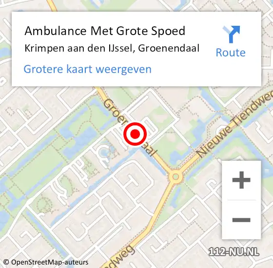 Locatie op kaart van de 112 melding: Ambulance Met Grote Spoed Naar Krimpen aan den IJssel, Groenendaal op 4 maart 2021 15:46