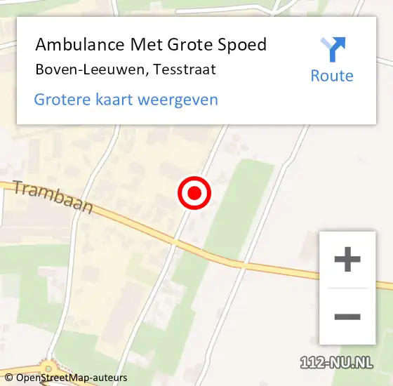 Locatie op kaart van de 112 melding: Ambulance Met Grote Spoed Naar Boven-Leeuwen, Tesstraat op 4 maart 2021 19:22