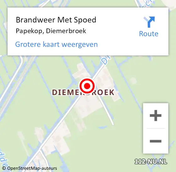 Locatie op kaart van de 112 melding: Brandweer Met Spoed Naar Papekop, Diemerbroek op 4 maart 2021 19:38