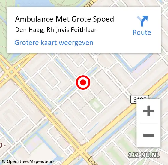 Locatie op kaart van de 112 melding: Ambulance Met Grote Spoed Naar Den Haag, Rhijnvis Feithlaan op 4 maart 2021 20:07