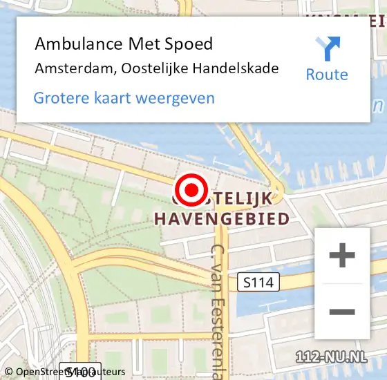 Locatie op kaart van de 112 melding: Ambulance Met Spoed Naar Amsterdam, Oostelijke Handelskade op 5 maart 2021 10:51