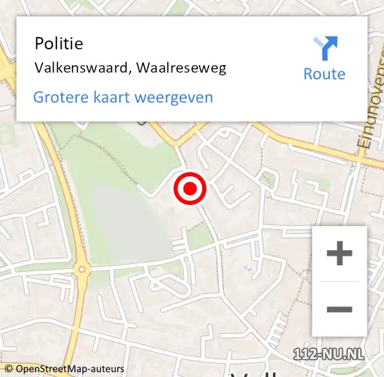 Locatie op kaart van de 112 melding: Politie Valkenswaard, Waalreseweg op 5 maart 2021 14:17