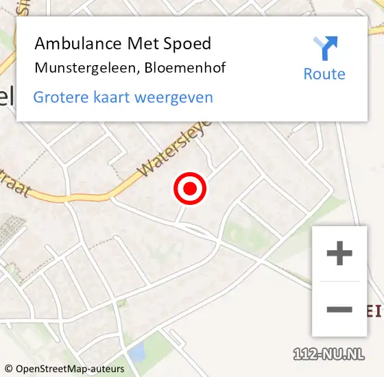 Locatie op kaart van de 112 melding: Ambulance Met Spoed Naar Munstergeleen, Bloemenhof op 3 juni 2014 21:54