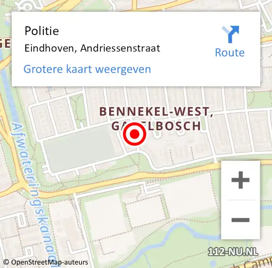 Locatie op kaart van de 112 melding: Politie Eindhoven, Andriessenstraat op 5 maart 2021 16:51