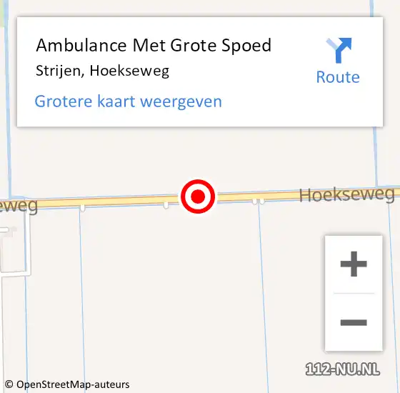 Locatie op kaart van de 112 melding: Ambulance Met Grote Spoed Naar Strijen, Hoekseweg op 5 maart 2021 20:30