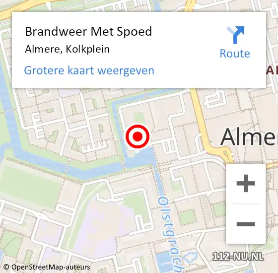 Locatie op kaart van de 112 melding: Brandweer Met Spoed Naar Almere, Kolkplein op 6 maart 2021 04:09