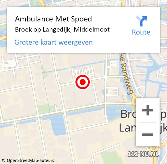 Locatie op kaart van de 112 melding: Ambulance Met Spoed Naar Broek op Langedijk, Middelmoot op 6 maart 2021 11:19