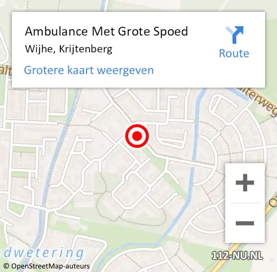 Locatie op kaart van de 112 melding: Ambulance Met Grote Spoed Naar Wijhe, Krijtenberg op 6 maart 2021 12:03