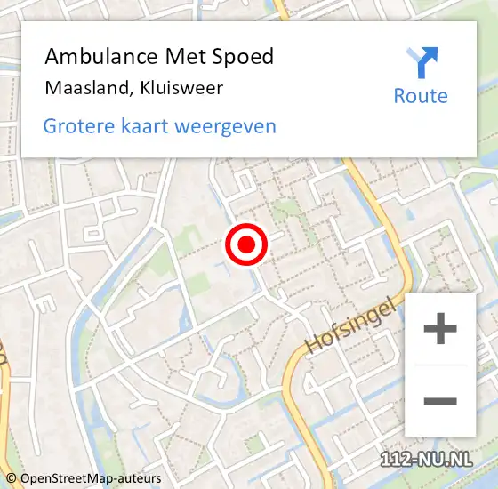 Locatie op kaart van de 112 melding: Ambulance Met Spoed Naar Maasland, Kluisweer op 6 maart 2021 13:15