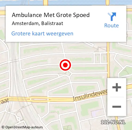Locatie op kaart van de 112 melding: Ambulance Met Grote Spoed Naar Amsterdam, Balistraat op 6 maart 2021 13:51