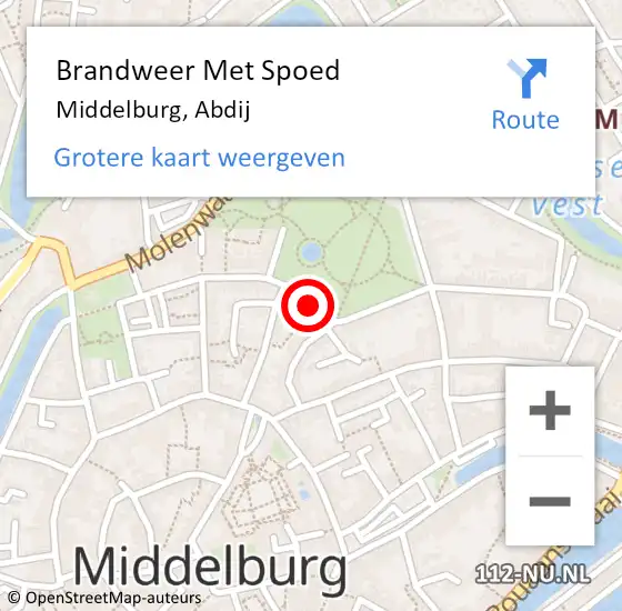 Locatie op kaart van de 112 melding: Brandweer Met Spoed Naar Middelburg, Abdij op 6 maart 2021 13:57