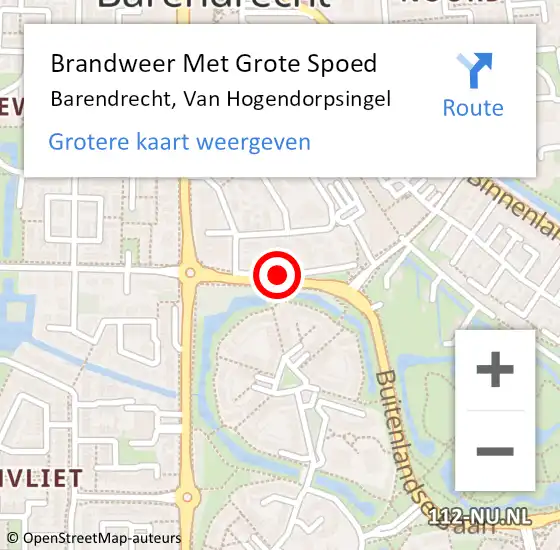 Locatie op kaart van de 112 melding: Brandweer Met Grote Spoed Naar Barendrecht, Van Hogendorpsingel op 6 maart 2021 18:49