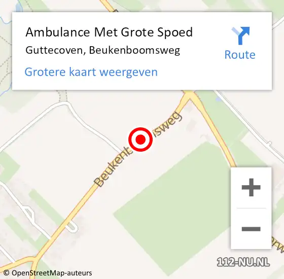 Locatie op kaart van de 112 melding: Ambulance Met Grote Spoed Naar Guttecoven, Beukenboomsweg op 6 maart 2021 19:19
