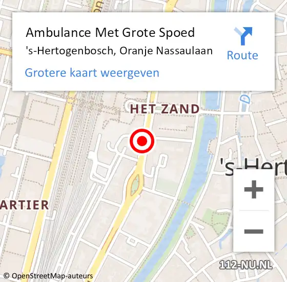Locatie op kaart van de 112 melding: Ambulance Met Grote Spoed Naar 's-Hertogenbosch, Oranje Nassaulaan op 6 maart 2021 21:22