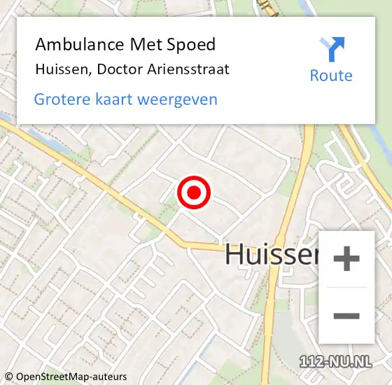Locatie op kaart van de 112 melding: Ambulance Met Spoed Naar Huissen, Doctor Ariensstraat op 6 maart 2021 21:42