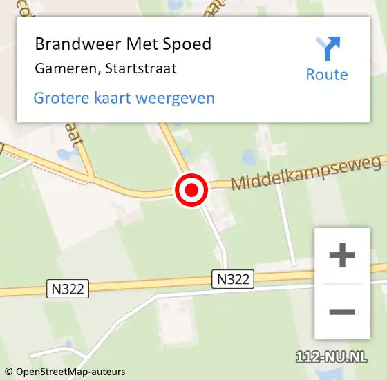Locatie op kaart van de 112 melding: Brandweer Met Spoed Naar Gameren, Startstraat op 6 maart 2021 22:37