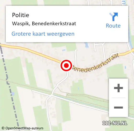 Locatie op kaart van de 112 melding: Politie Waspik, Benedenkerkstraat op 7 maart 2021 15:43