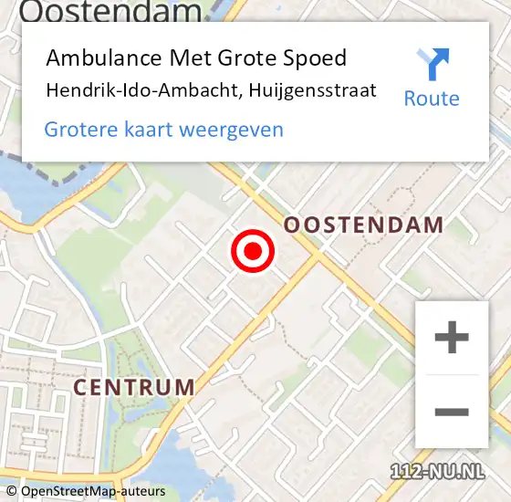 Locatie op kaart van de 112 melding: Ambulance Met Grote Spoed Naar Hendrik-Ido-Ambacht, Huijgensstraat op 7 maart 2021 15:55