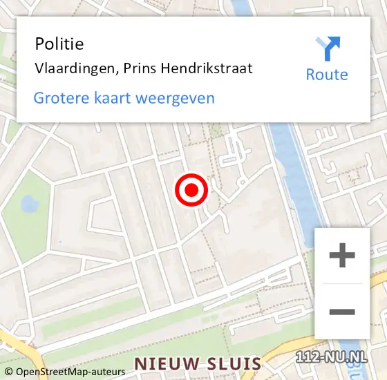 Locatie op kaart van de 112 melding: Politie Vlaardingen, Prins Hendrikstraat op 7 maart 2021 21:13