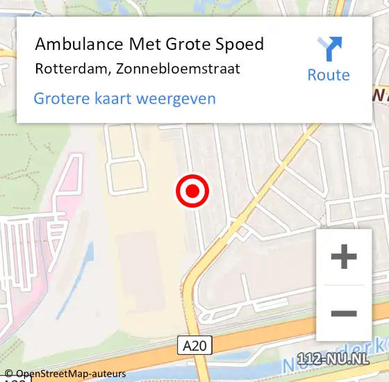 Locatie op kaart van de 112 melding: Ambulance Met Grote Spoed Naar Rotterdam, Zonnebloemstraat op 7 maart 2021 23:23