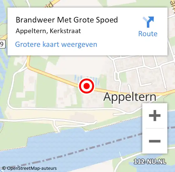 Locatie op kaart van de 112 melding: Brandweer Met Grote Spoed Naar Appeltern, Kerkstraat op 8 maart 2021 09:45