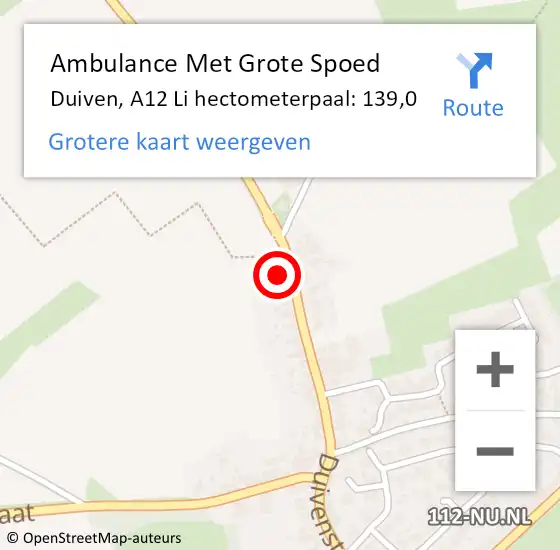 Locatie op kaart van de 112 melding: Ambulance Met Grote Spoed Naar Duiven, A12 Li hectometerpaal: 139,0 op 8 maart 2021 16:13