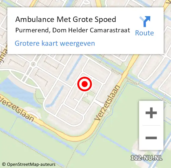 Locatie op kaart van de 112 melding: Ambulance Met Grote Spoed Naar Purmerend, Dom Helder Camarastraat op 8 maart 2021 19:56