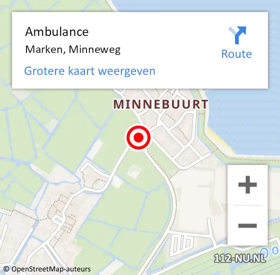 Locatie op kaart van de 112 melding: Ambulance Marken, Minneweg op 8 maart 2021 20:20