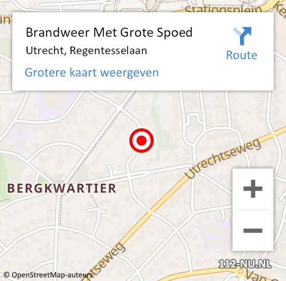 Locatie op kaart van de 112 melding: Brandweer Met Grote Spoed Naar Utrecht, Regentesselaan op 8 maart 2021 20:32