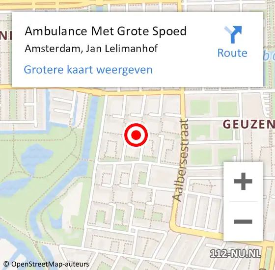 Locatie op kaart van de 112 melding: Ambulance Met Grote Spoed Naar Amsterdam, Jan Lelimanhof op 8 maart 2021 20:48