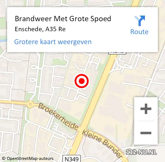 Locatie op kaart van de 112 melding: Brandweer Met Grote Spoed Naar Enschede, A35 Re op 8 maart 2021 22:18
