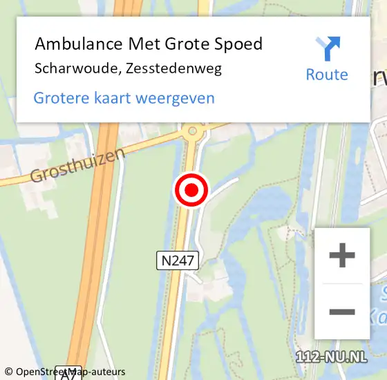 Locatie op kaart van de 112 melding: Ambulance Met Grote Spoed Naar Scharwoude, Zesstedenweg op 9 maart 2021 02:31