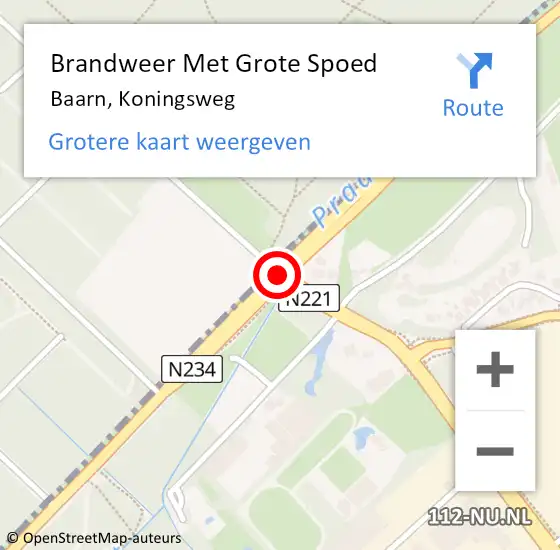 Locatie op kaart van de 112 melding: Brandweer Met Grote Spoed Naar Baarn, Koningsweg op 9 maart 2021 18:03