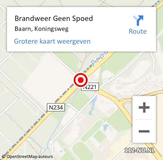 Locatie op kaart van de 112 melding: Brandweer Geen Spoed Naar Baarn, Koningsweg op 9 maart 2021 18:05