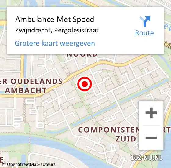 Locatie op kaart van de 112 melding: Ambulance Met Spoed Naar Zwijndrecht, Pergolesistraat op 10 maart 2021 10:20