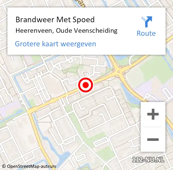 Locatie op kaart van de 112 melding: Brandweer Met Spoed Naar Heerenveen, Oude Veenscheiding op 10 maart 2021 12:33